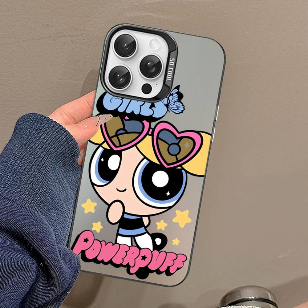 Cartoon Powerpuffs Girls Phone Case For IPhone 16 15 14 13 12 11 Pro Max X XR XSMAX 8 7 Plus Matte Shockproof Back Cover