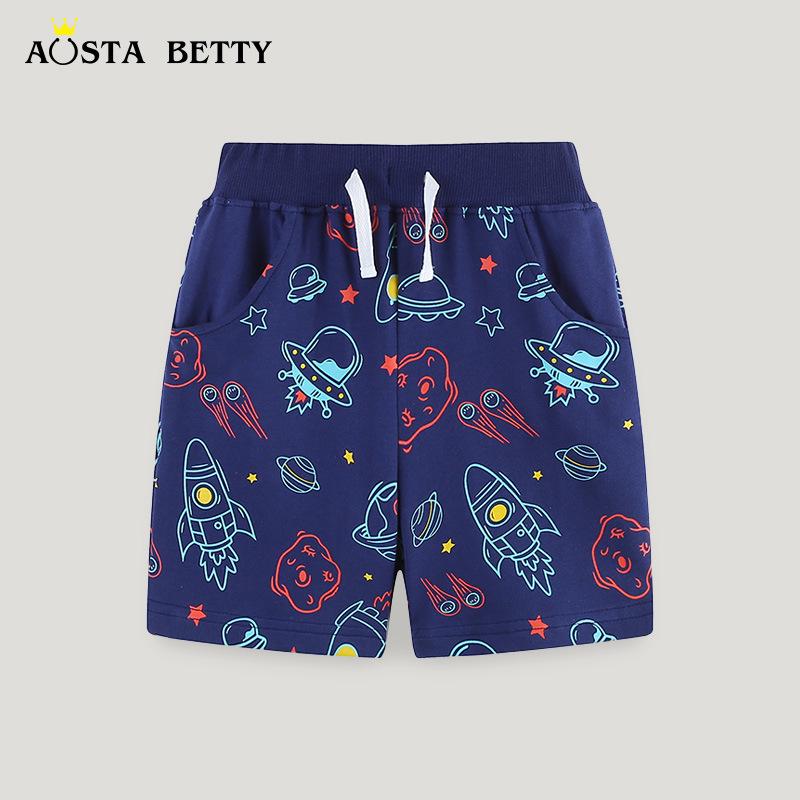 

Summer 2025 Boys Cartoon Print Cotton Sports Shorts 7Y