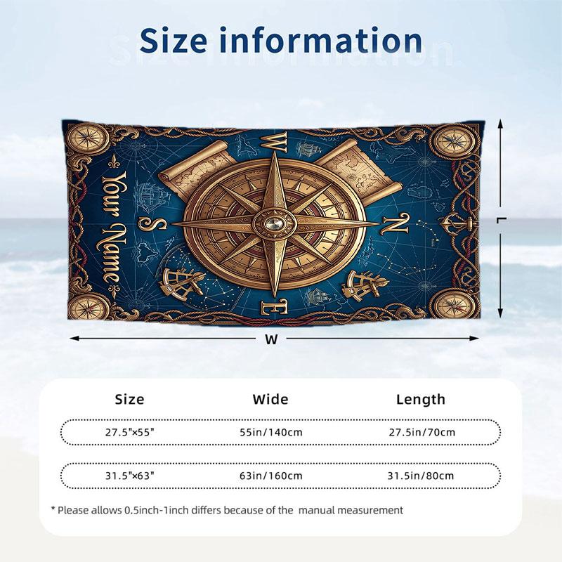 Adventure Journey Theme Beach Towel Personalized Custom Name & Text Soft Quick Dry Beach Towel for Swimming Travel