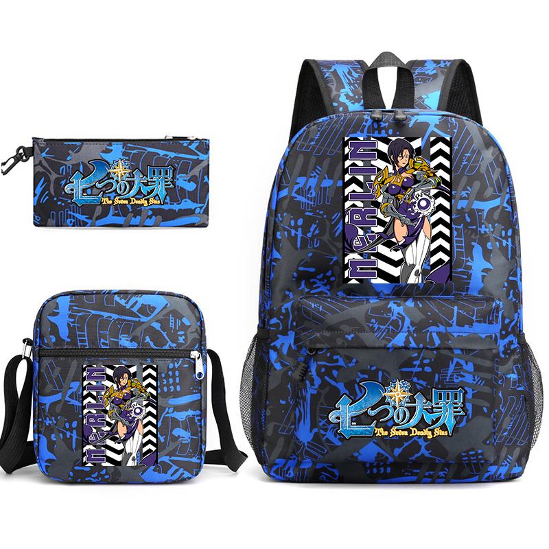 Anime The Seven Deadly Sins School Backpack Set with Shoulder Bag Pencil Case for Kids Teens Daily Bookbag