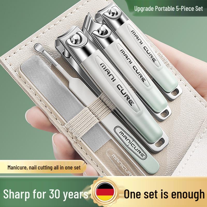 

Premium 5-Piece Slant-Mouth Nail Clipper & Pedicure Set with Ear Pick