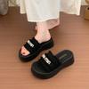 French Small Fragrant Slippers Women's Summer Wear 2025 Spring and Summer New Fashion One-word Thick-bottomed Beach Cool Slippers