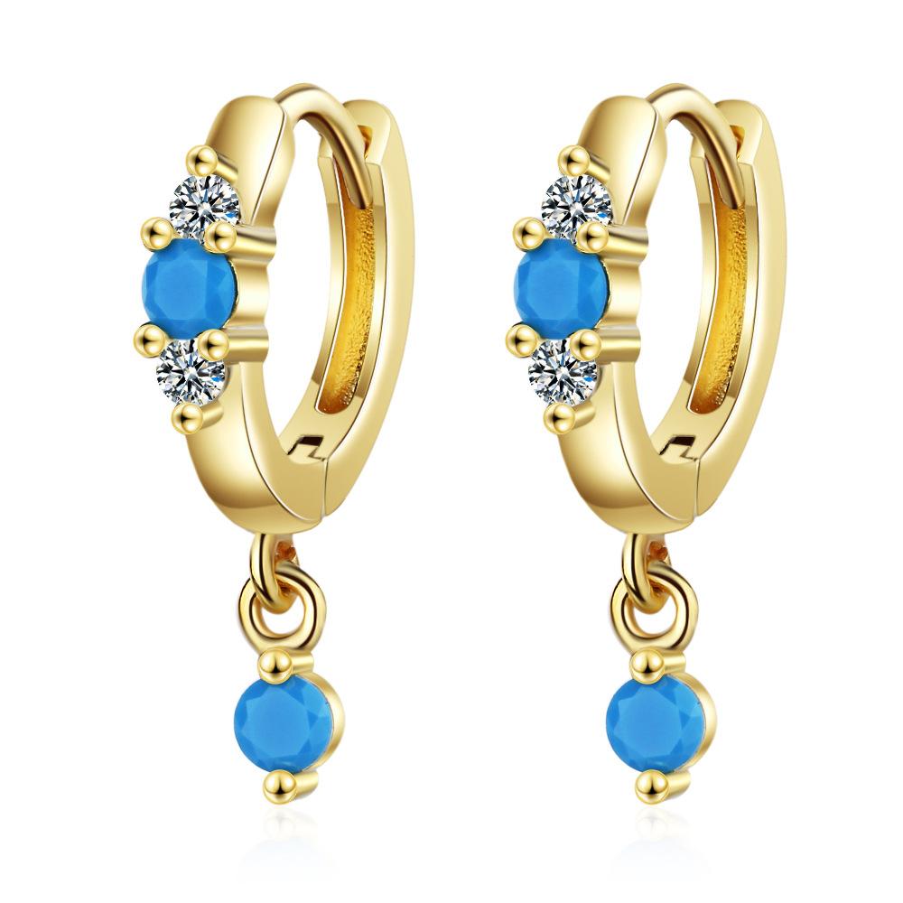 

2026 Fashion Small Fresh Earrings Inlaid Turquoise Zirconium Diamond Earrings Water Drop Ear Buckles Simple Temperament Ear Jewelry Ear Buckles золотий