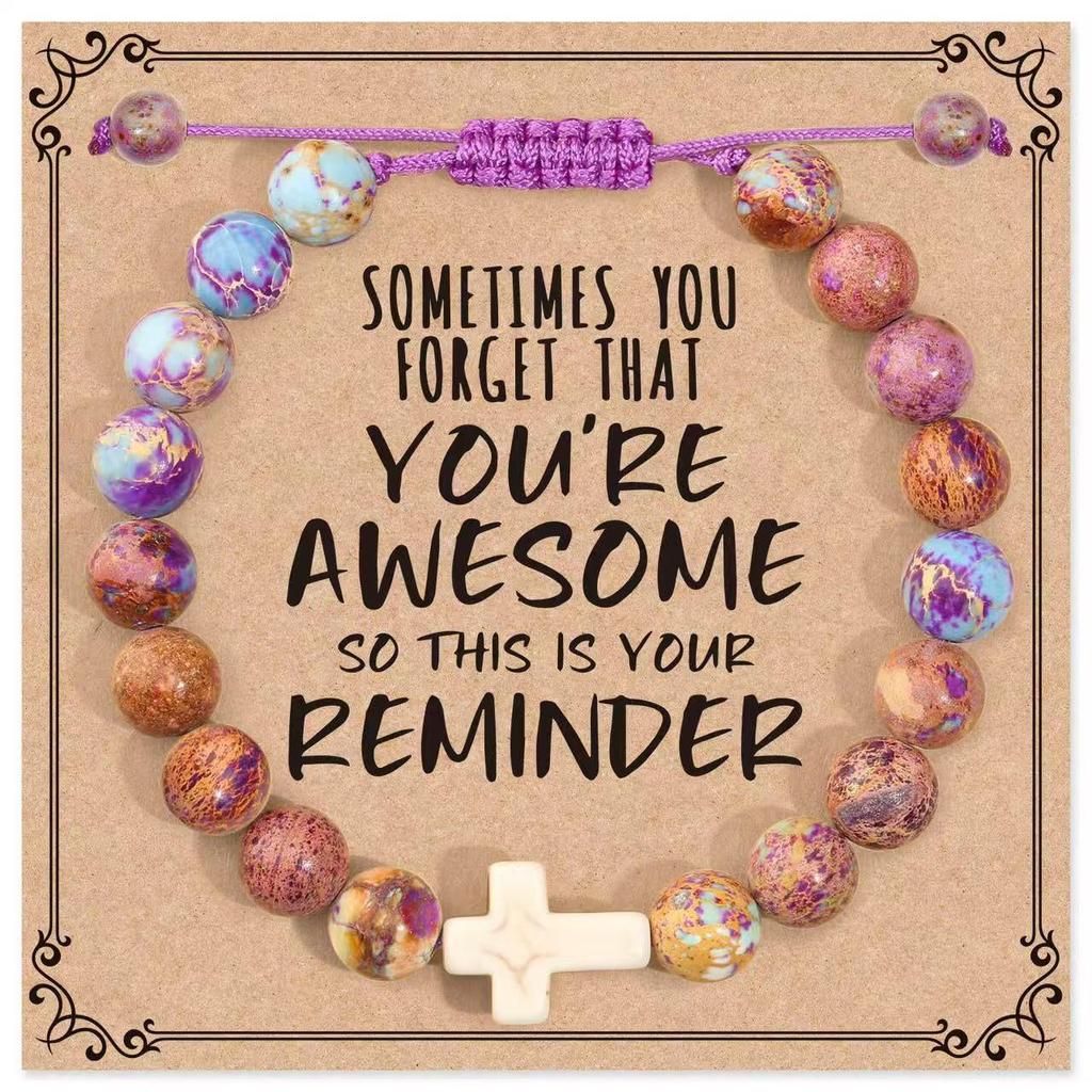 Purple Agate & African Turquoise Lapis Lazuli Tree of Life Beaded Bracelet - Christmas Gift