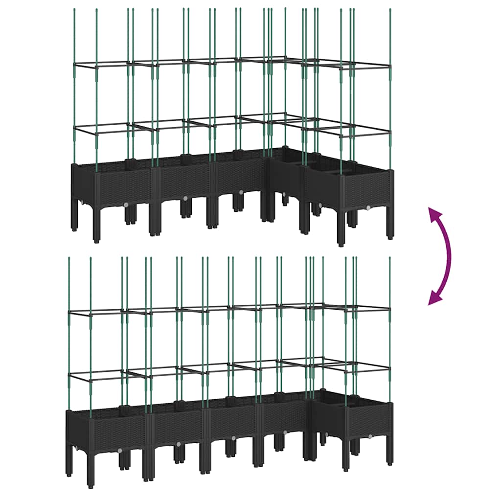Black Plant Pot with Trellis 160 X 120 X 142.5 Cm PP