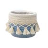 Panier de rangement tissé en corde de coton Style bohème Boîte de rangement ronde pour pinceaux de maquillage Panier de rangement léger avec pompons