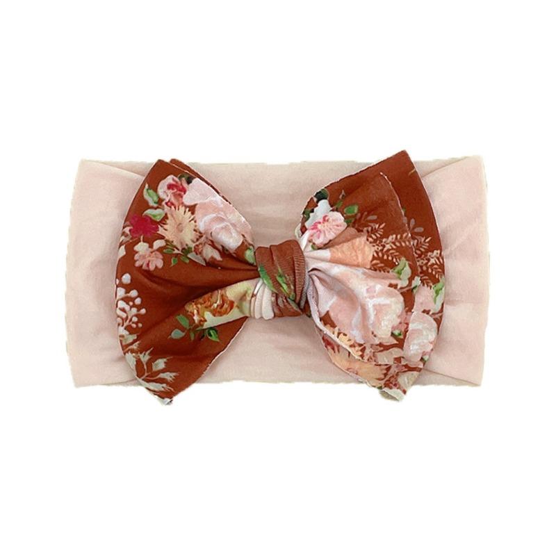 baby new children's hair accessories cute baby floral seamless wide headscarf nylon bow baby headband