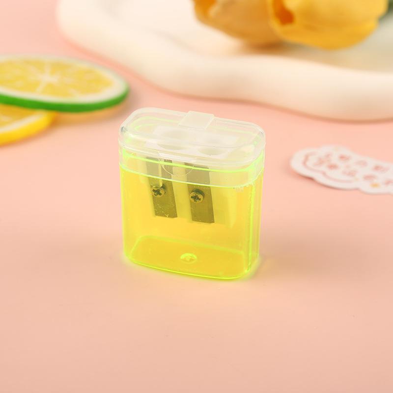 Double-Hole Covered Pencil Sharpener for Primary Students: Compact, Manual Design for Back-to-School