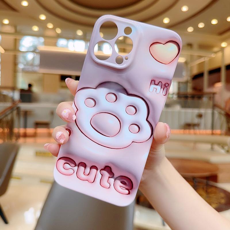 

Simple and Cute Three-dimensional Pink Cat Claw Love Phone Case for IPhone15pm High-end for Apple Protective Case For iPhone 17PROMAX