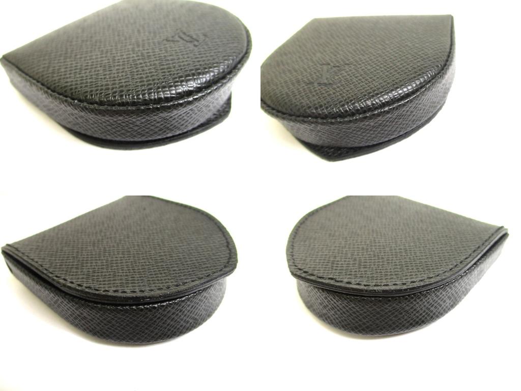 Authentic LOUIS VUITTON Taiga Black Leather Coin Purse Porto Monnaie Gousset #a600  Refurbished