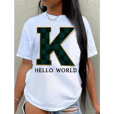 Europese Maat Letterpatroon Bedrukt T-shirt Casual T-shirt Korte Mouw T-shirt Lente en Zomer Casual Mode Dames Top T-shirt