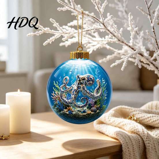 Festliche Unterwasserwelt Ornamente Ozean Weihnachtsbaumkugel Ornament Klares Acryl Meeresleben Leuchtende Miniatur-Kreaturen Dekorationen Hängende Dekoration