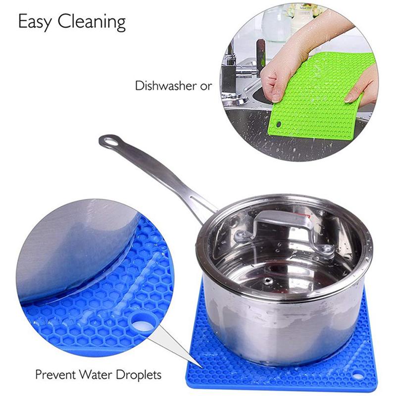 Non-slip Heat-Resistant Silicone Mats Bowl Pad Pot Holder Square Honeycomb Thicken Insulation Table Placemat Home Desktop Decor