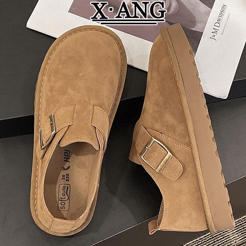 Leather all-inclusive children's early spring new Doudou one-pedal lazy single shoes women