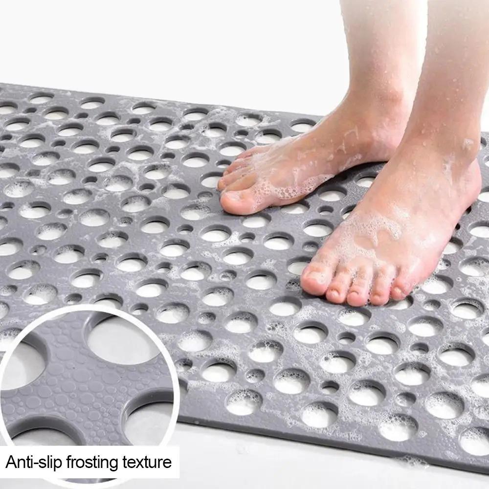 Slip Anti Mould Rubber Anti Slip Bath Mat with Drain Holes Machine Washable Antibacterial Resistant Shower Mat for Shower or Tub
