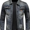 Spring and Autumn Denim Jacket Men Boutique Zipper Fashion Turn Down Collar Mens Clothes Casual Denim Jacket Slim Cowboy Coat