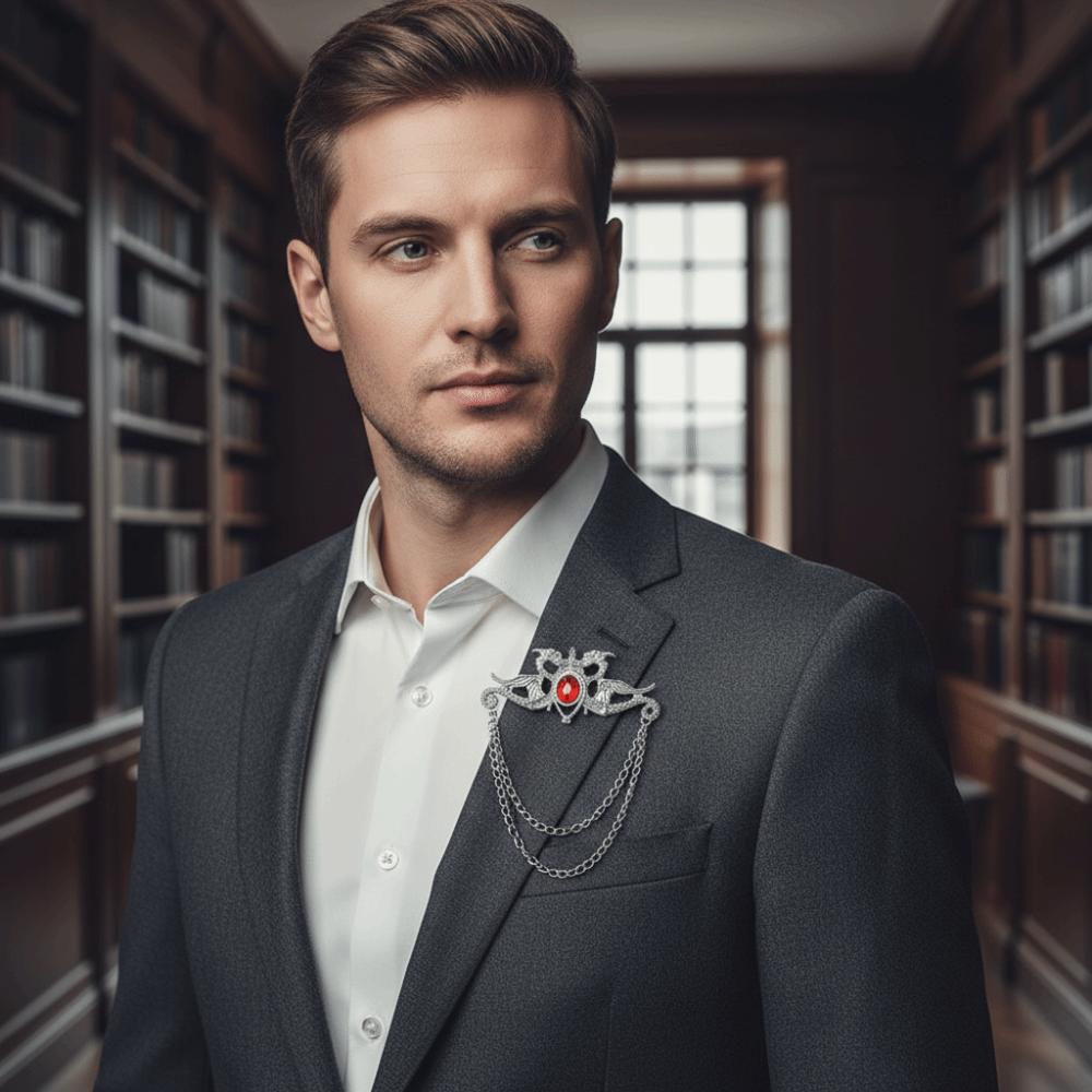 Tassel Chain Chinese Dragon Tassel Brooch Zinc Zinc Alloy Suit Lapel Pin Men Brooch  Collar Decoration