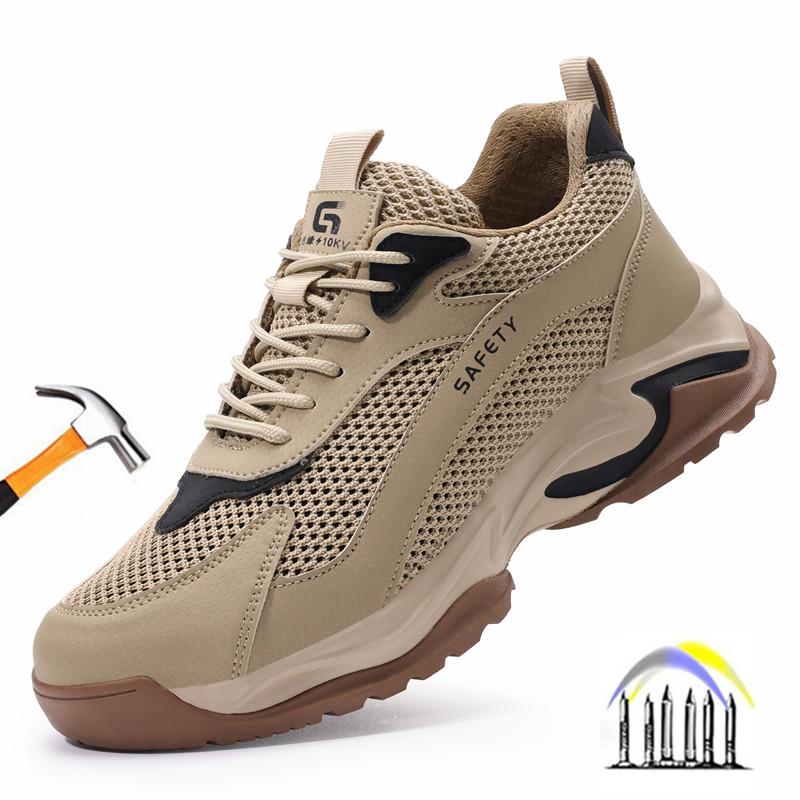 Summer Safety Shoes For Men Breathable Work Shoes With Plastic Toe Industrial Soft Sole Shoes Lightweight Safety Sneaker For Men