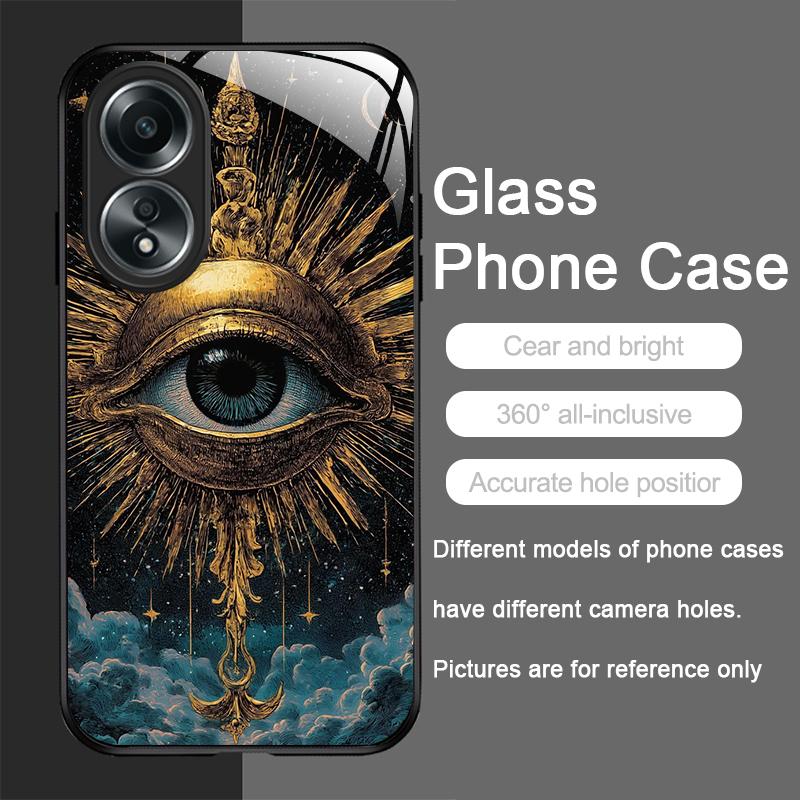 Retro Devil Eye Mysterious Totem Tempered Glass Phone Case for OPPO Realme 13 Pro Plus 12 11 10 9i C55 X7 GT Neo 2 3T Hard Cover
