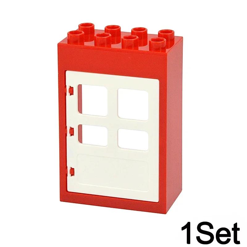Big Size Building Blocks House Furniture Assemble Wall Fence Roof Door Window Construction Large Bricks Toys Compatible Duploes