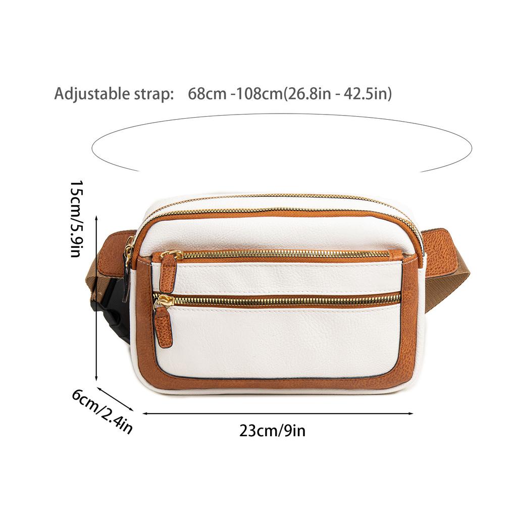 Pu Leather Multifunctional Messenger Bag Fanny Pack Adjustable Shoulder Strap Messenger Bag Travel Breast Bag