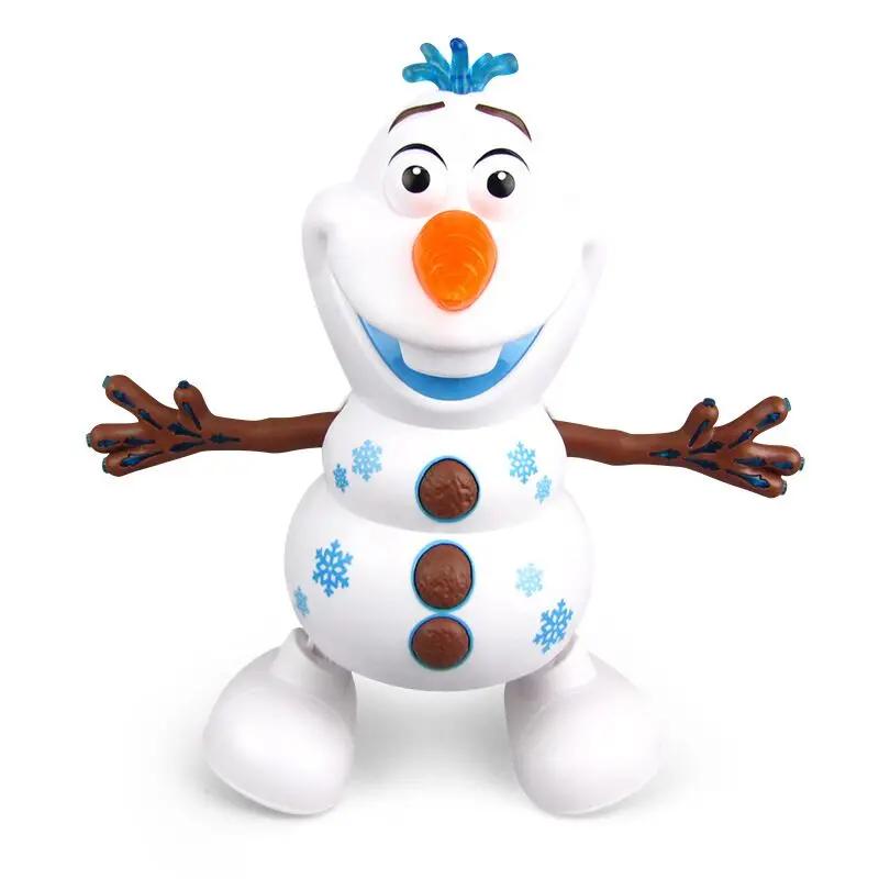 Frozen Dancing Snowman Olaf Robot With Led Music Flashlight Electric Action Figure Model Kids Toy Animatronics Figurine