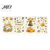 Thanksgiving Party Decor 4 Sheets Autumn Harvest Static Window Stickers, Maple Leaves Pumpkins Scarecrow Pickup Truck Decorative PVC Film Decals,