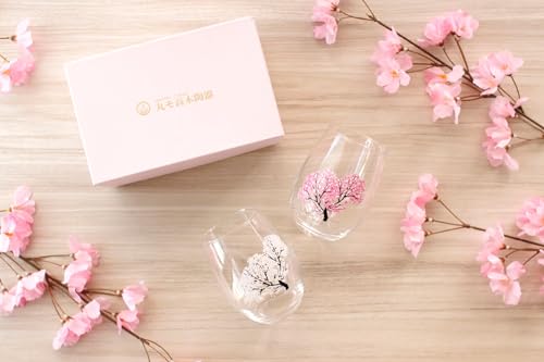 [Authentic] Marumo Takagi Ceramic Temperature-Controlled Sakura Free Glass Set (Pair) - Enjoy the Cherry Blossoms In Full Bloom! Perfect As a Gift for
