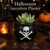 Unique Gothic Home Decor Witches Cauldron Planter, Halloween Skull Flower Pot, Resin Planter Pot Black Candy Bowl for Herbs, Indoor, Outdoor