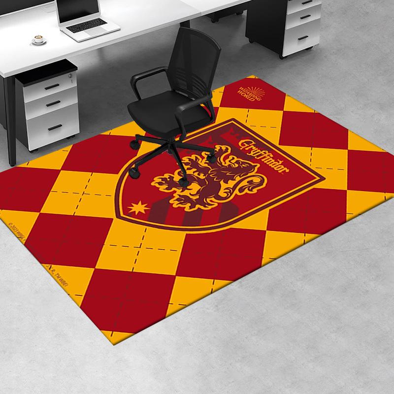 

Gryffindor House Crest on Red and Yellow Argyle Fabric Office Mat Home Decor Office Desk Chair Rugs Chair Carpet for office Chair Mat Gift F 60cm by 90cm