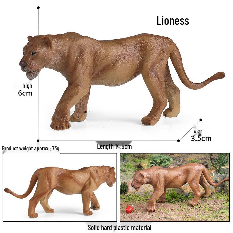 Wild Safari Animal Figurines: Giraffe, Elephant, Rhinoceros, Brown Bear, Tiger, Lion, Leopard, Hippopotamus - Solid Cognitive Toys