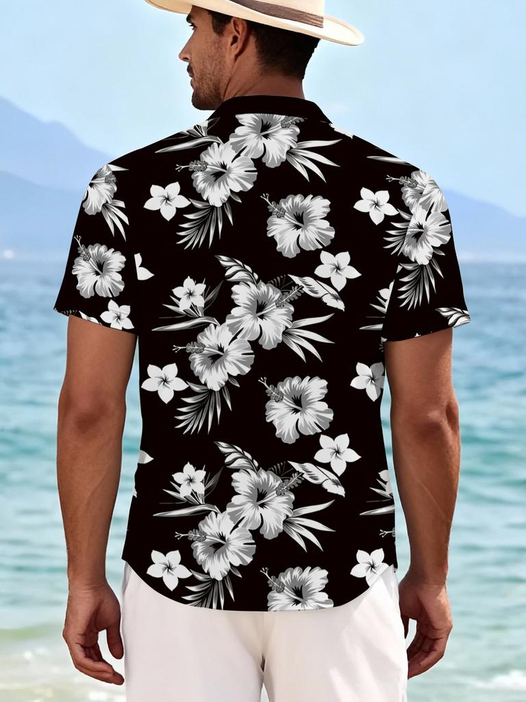 Summer Outdoor Vacation Men'S Short Sleeve Shirt, Hawaiian Style Pattern, Suitable for Spring, Summer, And Autumn, Plus Size Men'S Casual Short Sleeve
