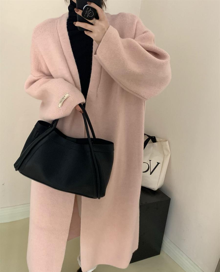 

Женский вязаный длинный кардиган, пальто, осень-зима, свитер, ажурная вязка, верхняя одежда, элегантный повседневный кардиган One Size розовый