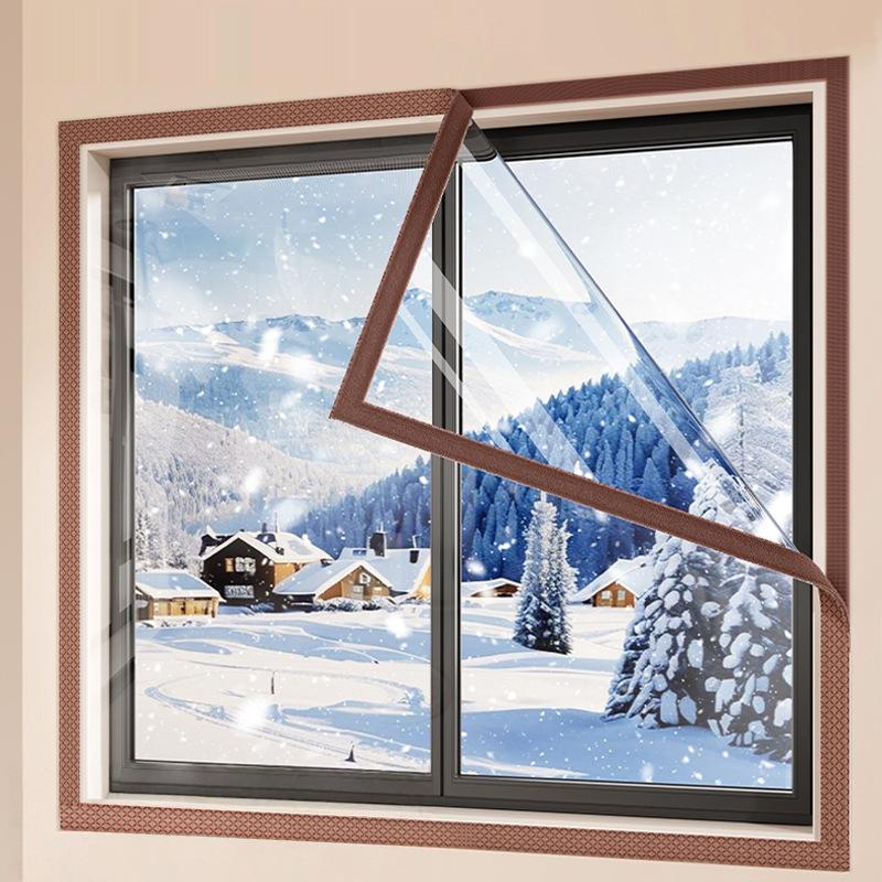Зимняя антифризная оконная пленка Зимняя теплая штора Герметичная пленка Прозрачная пластиковая защита Ветрозащитная Теплоизоляционная пленка W100xH50cm