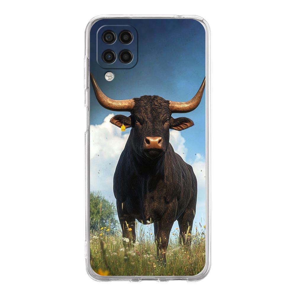 Mobilskal För Samsung Galaxy A13 A33 A35 A55 A73 A53 A23 A51 A71 A21S A72 A31 A41 A05s A03S A15 A25 5G Genomskinligt Skydd Tjurbjur Djur