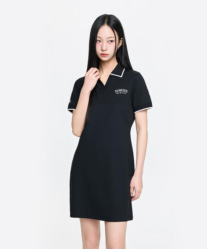 Emelbi Women'S Basic Lettering Pique Dress Ny (Black)