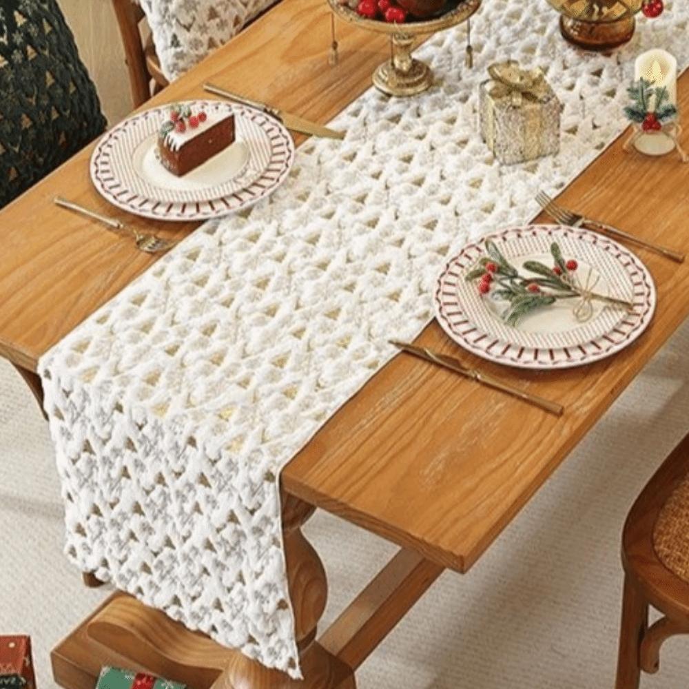 Christmas Tree Pattern Christmas Table Runner Embroidered Cabinet Cover Towel Dinner Party
