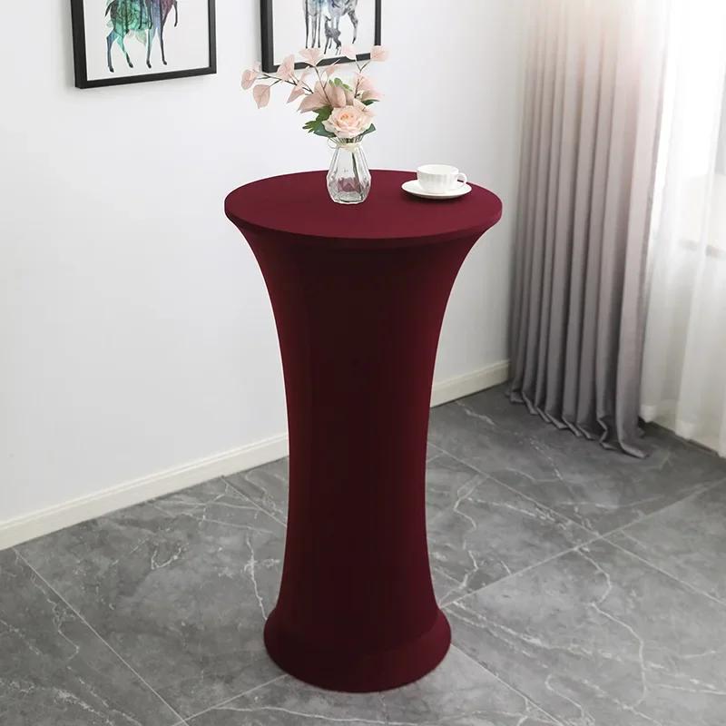 Cocktail Round Tablecloth Spandex Stretch High Top Round Table Cover for Wedding Banquet Birthday Outdoor Party Bar Fair Table