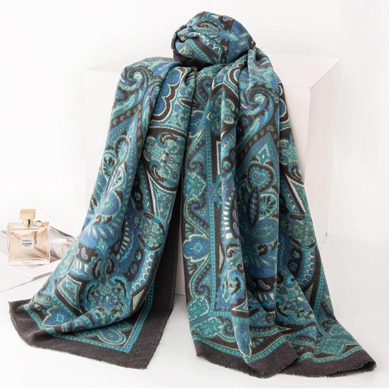 

Новый ретро-шарф из искусственного кашемира для женщин, осенне-зимний, высококачественный, с бахромой, женская шаль с принтом 65*180cm