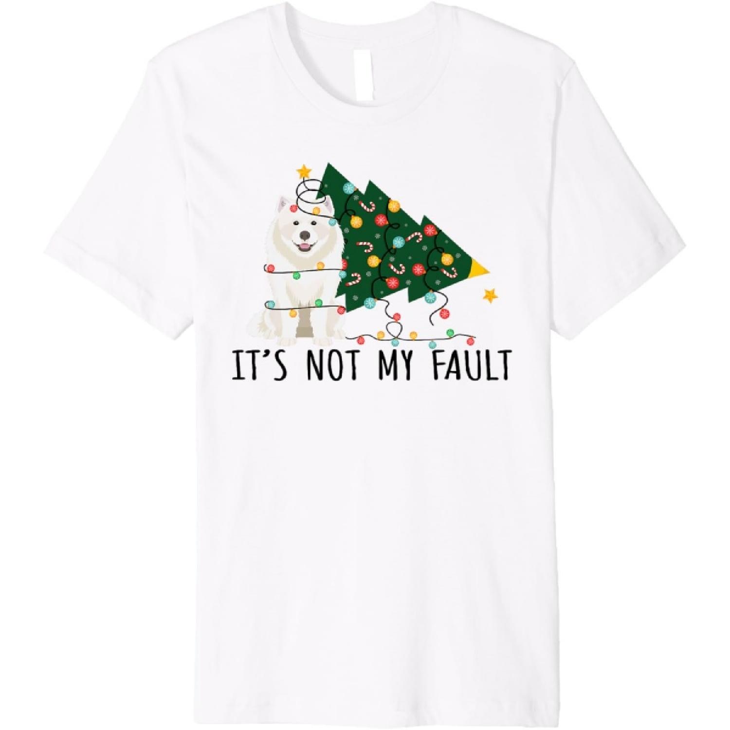 Xmas Tree Lights It Is Not My Fault Samoyed Dog Christmas Premium T-Shirt S