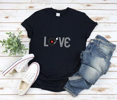 Vinyl Lover and Kids Tshirt, I Love Vinyl, Vinyl Lover Gift, Record Lover Gifts, Gifts For Vinyl Lovers, Record Player and Kids Tshirt