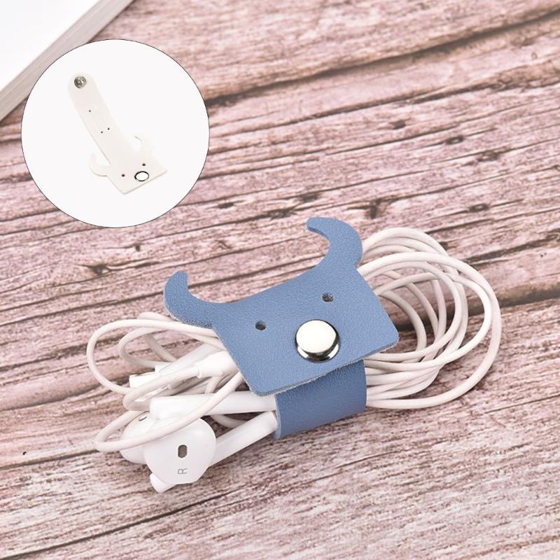 PU Leather Cable Straps Cord Organization Cable Clip Tie Portable Earphone Wrap Winder Wire Tie Cable Management Clip