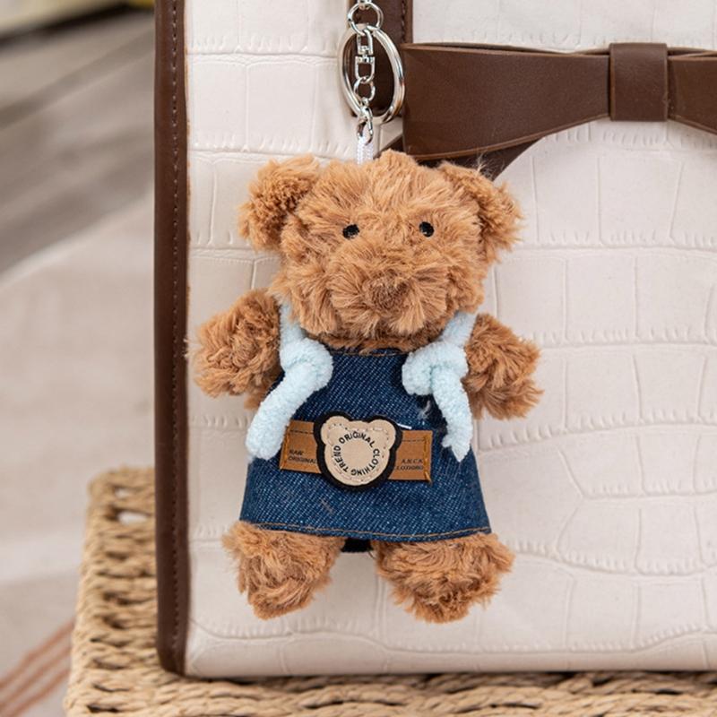 Niedlicher Mini Bär Schlüsselanhänger Weicher Schlüsselanhänger Anhänger Zarte Taschenanhänger Cartoon Bärenpuppen Geschenk für Frauen Kinder und Erwachsene