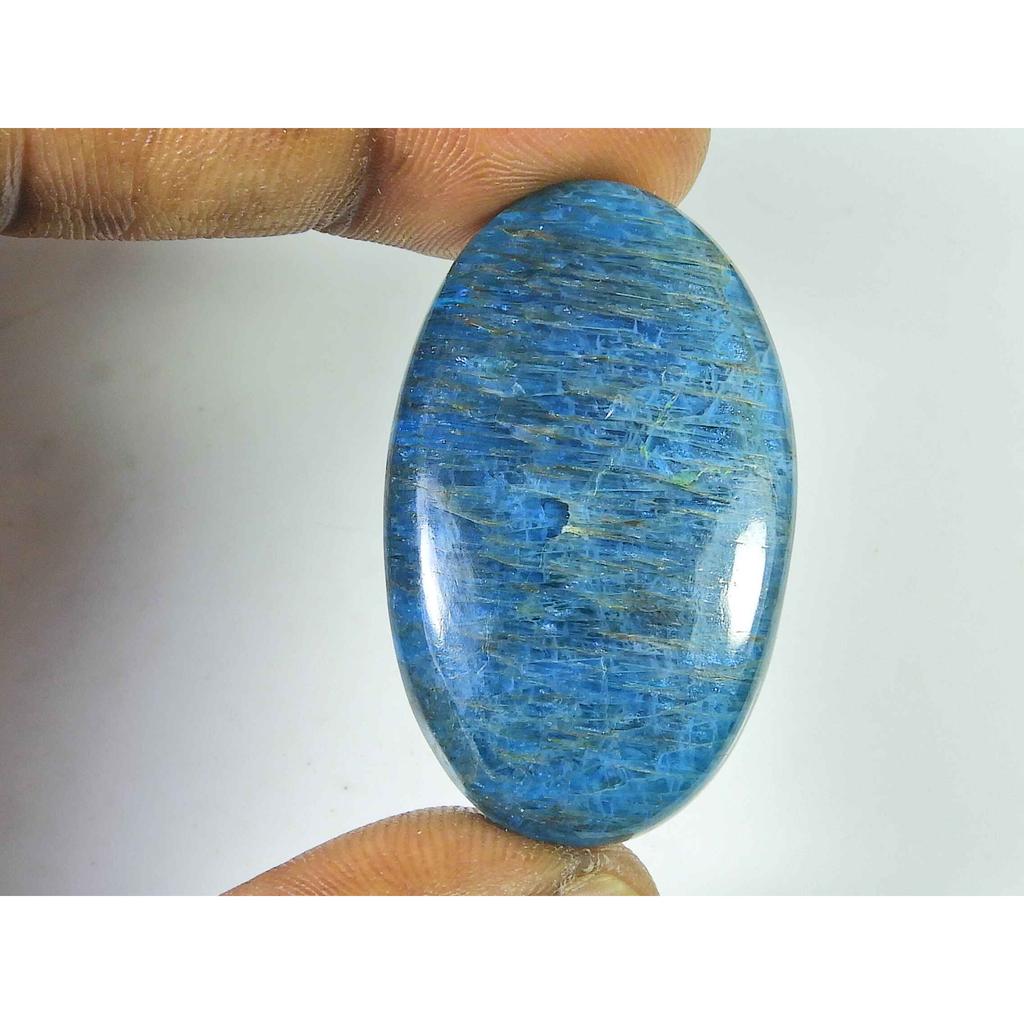 74Cts Genuine Neon Blue Apatite Oval Crystal Cabochon Loose Gemstone 23X40MM SK-2094