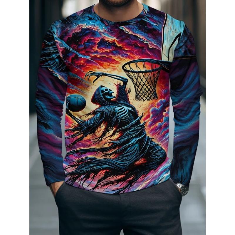 Men's Autumn 3D Printed Crew Neck Long Sleeve T-Shirt