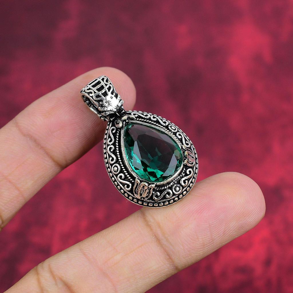 Indicolite Gemstone Pendant, 925 Solid Sterling Silver Pendant, Handmade Antique Jewelry, Gift For Mother Day