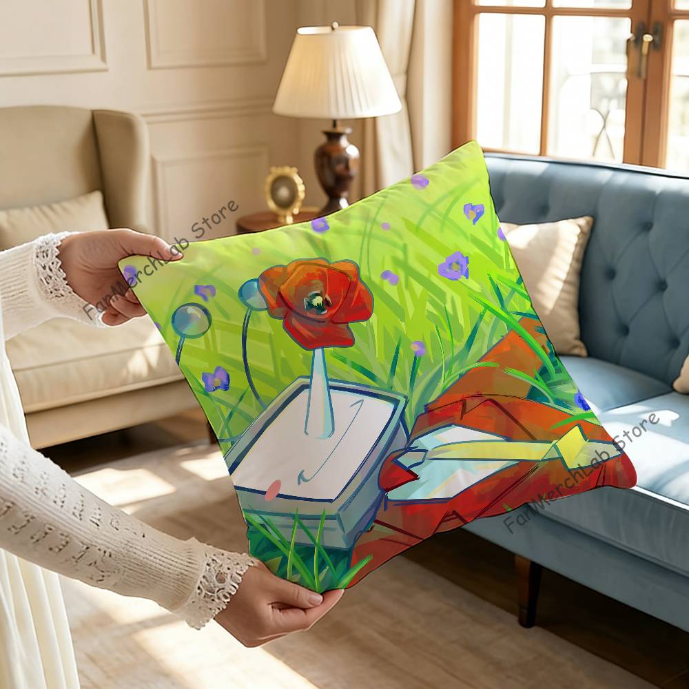 Game DDeltarune TTenna Pillow Covers Cartoon Sofa Decorative Home Doublesided Printing Short Plush Cute Cushion Cover