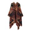 Boho Knit Shawl Women Men Lightweight Warm Wrap Scarf Fall Winter Ethnic Patterned Cape