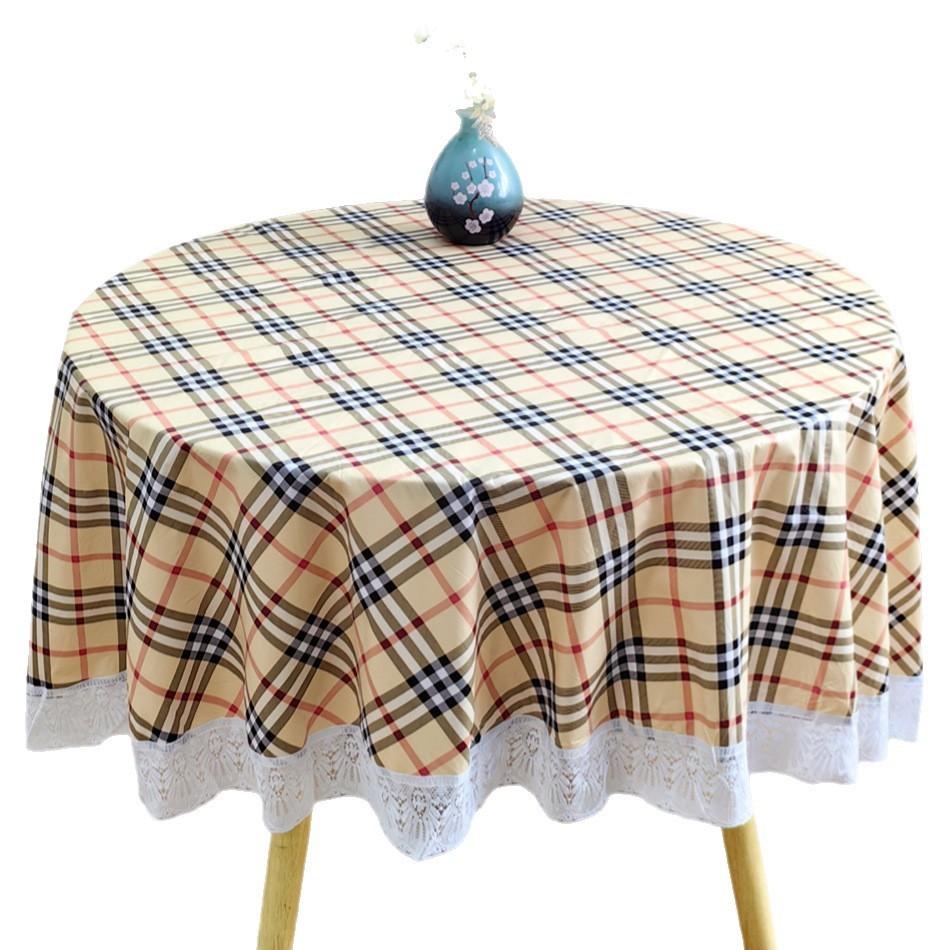 Round Tablecloth Pvc Waterproof Oilproof Dustproof For Home Kitchen Dinner Party Use