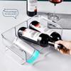 Clear Refrigerator Wine and Water Bottle Holder, Stackable Plastic Wine Rack Storage Organizer for Fridge, Cabinet, Pantry